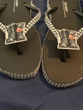 Rhinestone Strap Flip Flops with Boot Charm